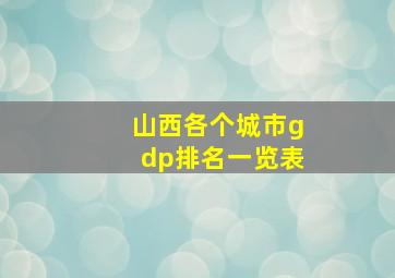 山西各个城市gdp排名一览表