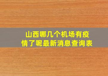 山西哪几个机场有疫情了呢最新消息查询表