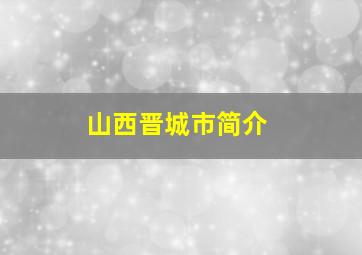 山西晋城市简介