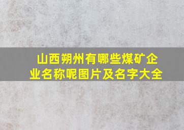 山西朔州有哪些煤矿企业名称呢图片及名字大全