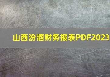 山西汾酒财务报表PDF2023