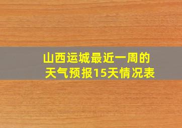 山西运城最近一周的天气预报15天情况表