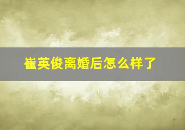 崔英俊离婚后怎么样了