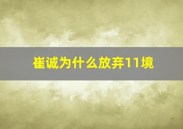 崔诚为什么放弃11境