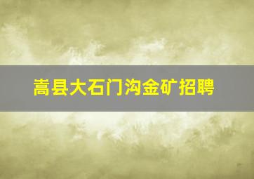 嵩县大石门沟金矿招聘