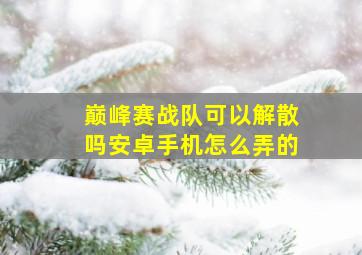 巅峰赛战队可以解散吗安卓手机怎么弄的