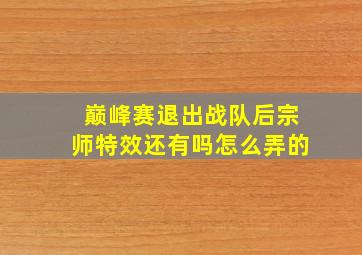 巅峰赛退出战队后宗师特效还有吗怎么弄的