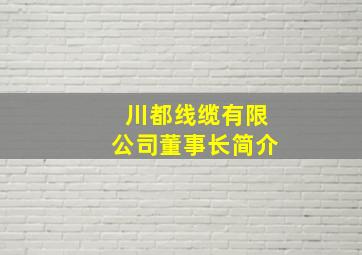 川都线缆有限公司董事长简介