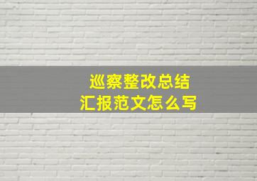 巡察整改总结汇报范文怎么写