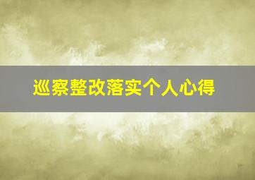 巡察整改落实个人心得