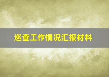 巡查工作情况汇报材料