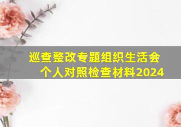 巡查整改专题组织生活会个人对照检查材料2024