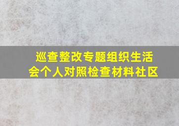 巡查整改专题组织生活会个人对照检查材料社区