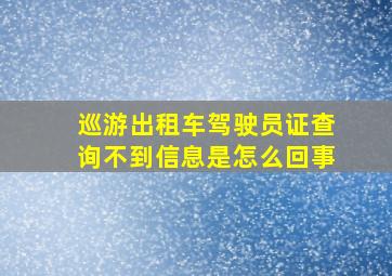 巡游出租车驾驶员证查询不到信息是怎么回事