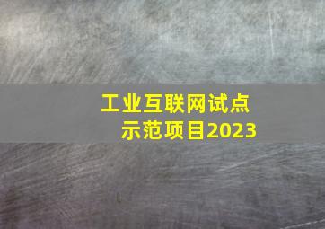 工业互联网试点示范项目2023