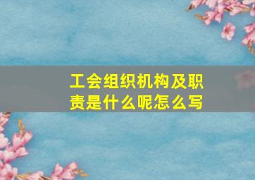 工会组织机构及职责是什么呢怎么写