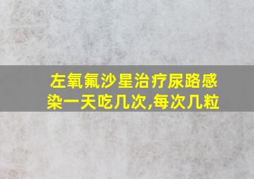 左氧氟沙星治疗尿路感染一天吃几次,每次几粒