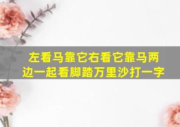 左看马靠它右看它靠马两边一起看脚踏万里沙打一字