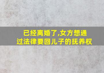 已经离婚了,女方想通过法律要回儿子的抚养权