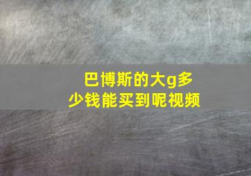 巴博斯的大g多少钱能买到呢视频