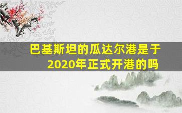 巴基斯坦的瓜达尔港是于2020年正式开港的吗