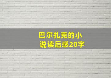 巴尔扎克的小说读后感20字