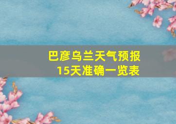 巴彦乌兰天气预报15天准确一览表