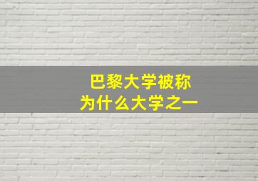 巴黎大学被称为什么大学之一