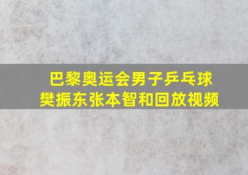 巴黎奥运会男子乒乓球樊振东张本智和回放视频