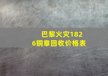 巴黎火灾1826铜章回收价格表