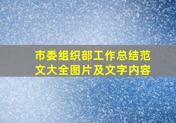 市委组织部工作总结范文大全图片及文字内容