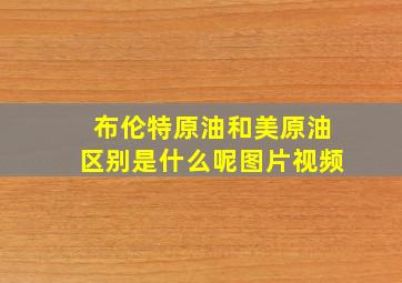 布伦特原油和美原油区别是什么呢图片视频