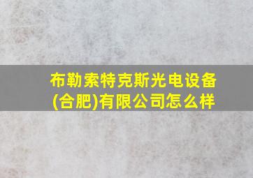 布勒索特克斯光电设备(合肥)有限公司怎么样