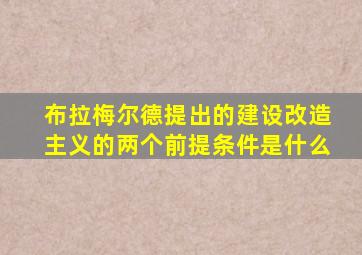 布拉梅尔德提出的建设改造主义的两个前提条件是什么