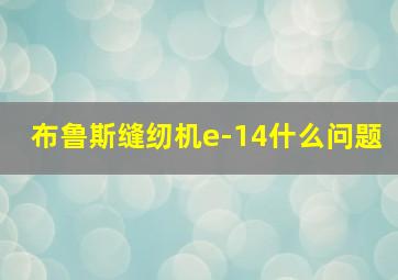 布鲁斯缝纫机e-14什么问题