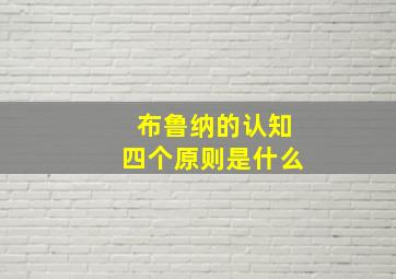 布鲁纳的认知四个原则是什么