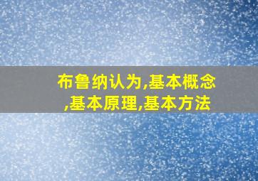 布鲁纳认为,基本概念,基本原理,基本方法