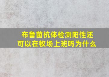 布鲁菌抗体检测阳性还可以在牧场上班吗为什么