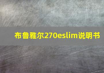 布鲁雅尔270eslim说明书