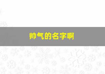 帅气的名字啊