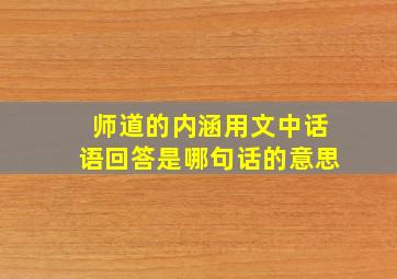 师道的内涵用文中话语回答是哪句话的意思