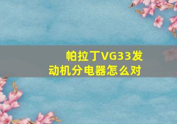 帕拉丁VG33发动机分电器怎么对