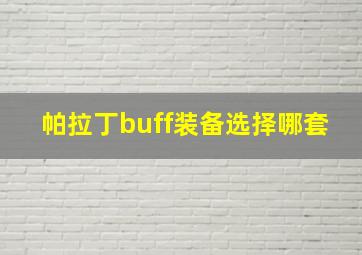 帕拉丁buff装备选择哪套