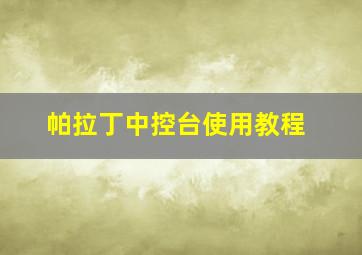 帕拉丁中控台使用教程