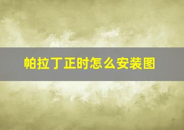 帕拉丁正时怎么安装图