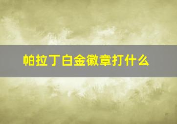 帕拉丁白金徽章打什么