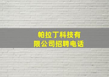 帕拉丁科技有限公司招聘电话