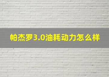 帕杰罗3.0油耗动力怎么样