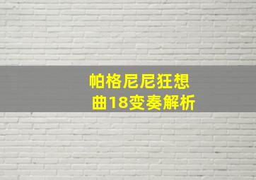 帕格尼尼狂想曲18变奏解析