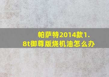 帕萨特2014款1.8t御尊版烧机油怎么办